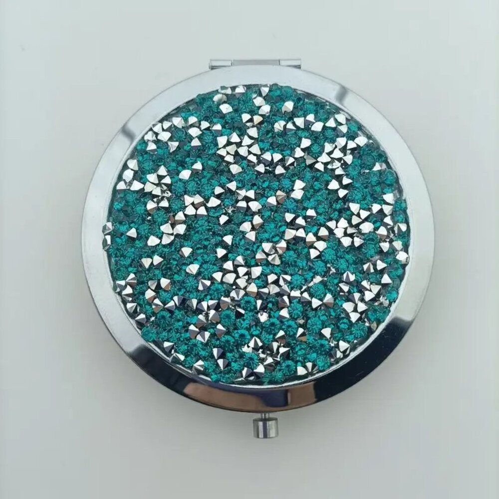 SALE -  1pc.  Green Crystal Compact Folding Mirrors